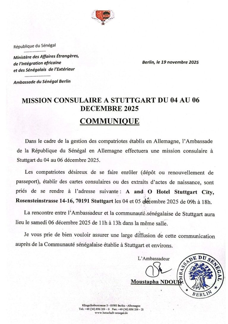 Mission consulaire à Stuttgart décembre 2025